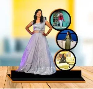 3D Photo Standee - Personalized Multi-Image Display Stand with Wooden Base