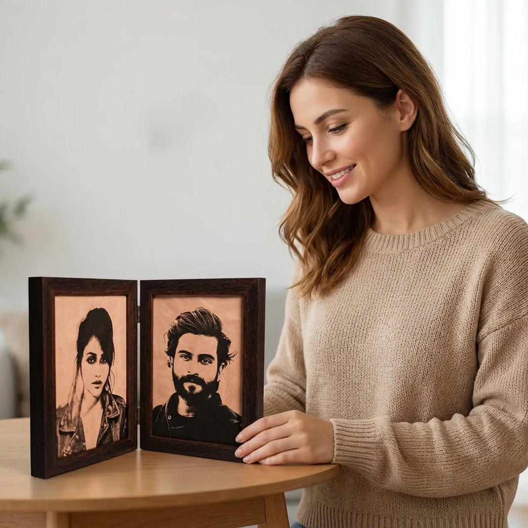Double Hinged Photo Frame For Home Decor