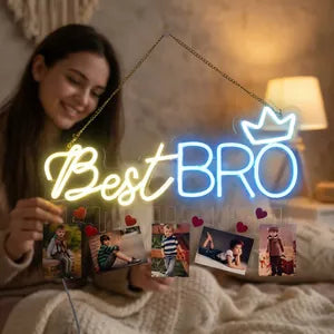 Best Bro Neon LED Sign with Photo Clips