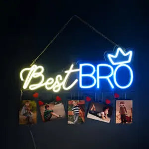 Best Bro Neon LED Sign with Photo Clips