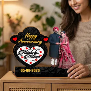 Customized Anniversary Photo Standee - Personalized Couple Photo Prop with Name and Date