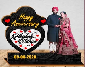 Customized Anniversary Photo Standee - Personalized Couple Photo Prop with Name and Date