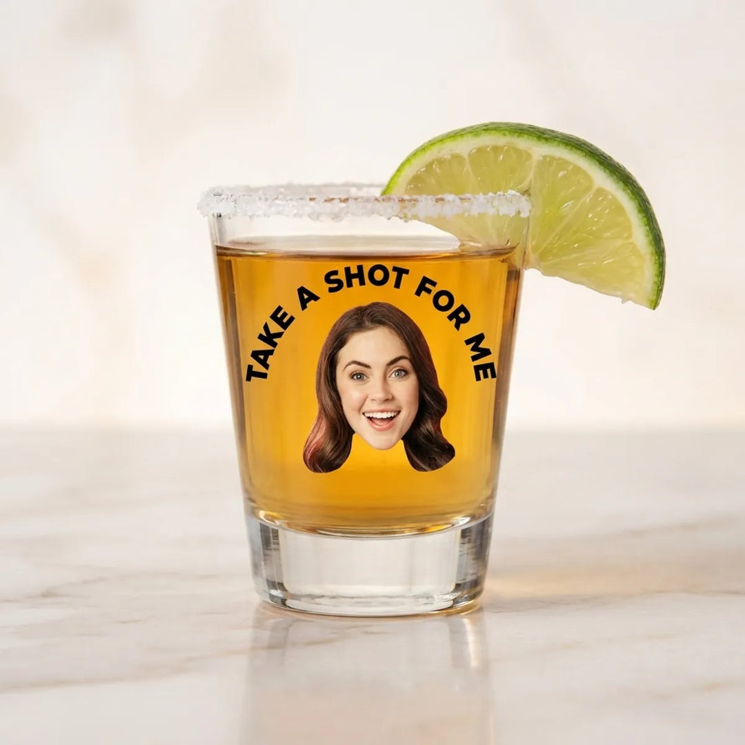 Personalized Face Photo Shot Glass with Customizable Text