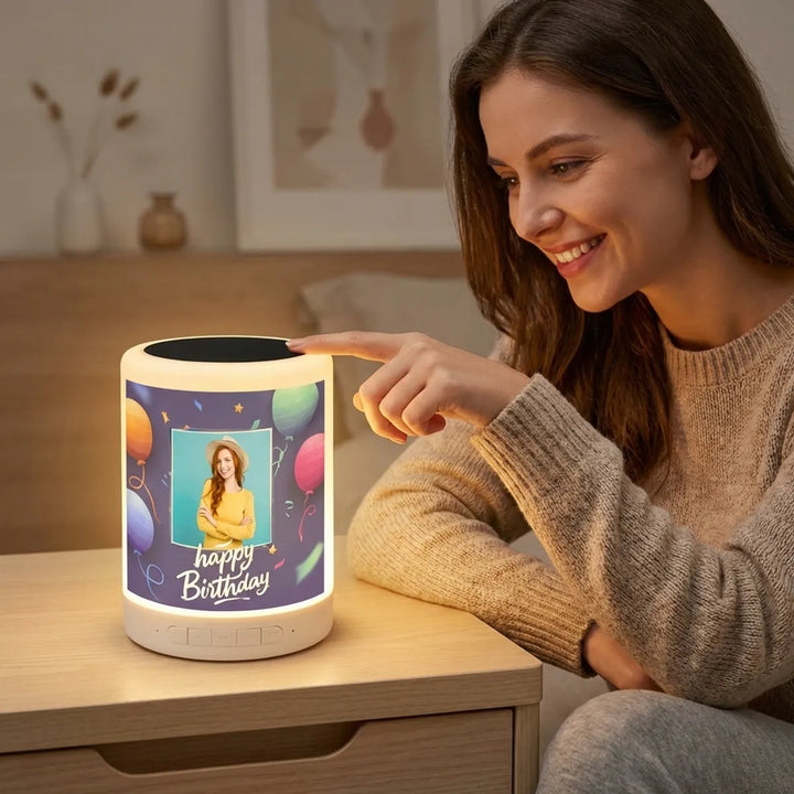 Personalized Touch Sensor Led Night Lamp With Photo Frame  Happy Birthday Edition