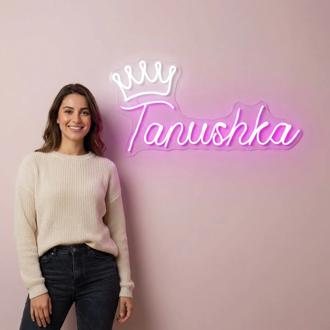 Tanushka Custom Led Neon Sign With Crown Design