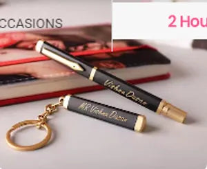 Luxury Black and Gold Pen Set with Keychain - Perfect Gift for Special Occasions
