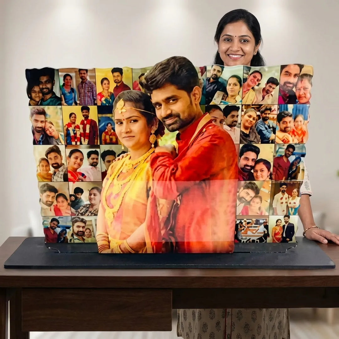 Personalized Photo Collage Standee  12X11 Inch Custom Memory Display