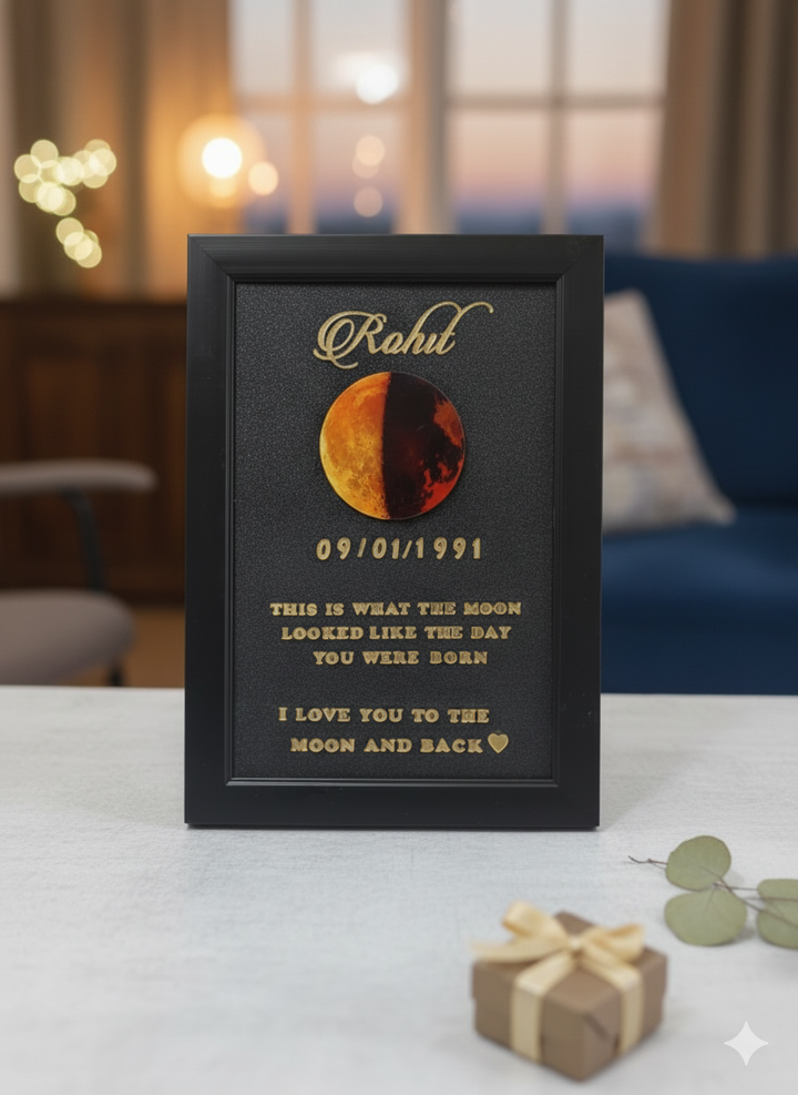 Personalized Moon Phase Framed Poster - Custom Birth Date &amp; Name Keepsake Gift