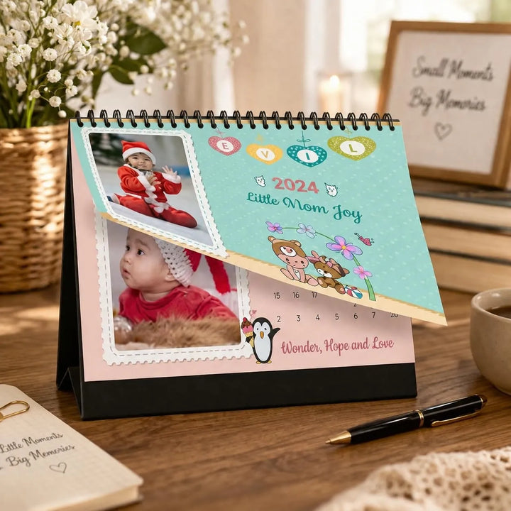 Personalized 2026 Photo Calendar - Cute Warm Tone Desk Calendar
