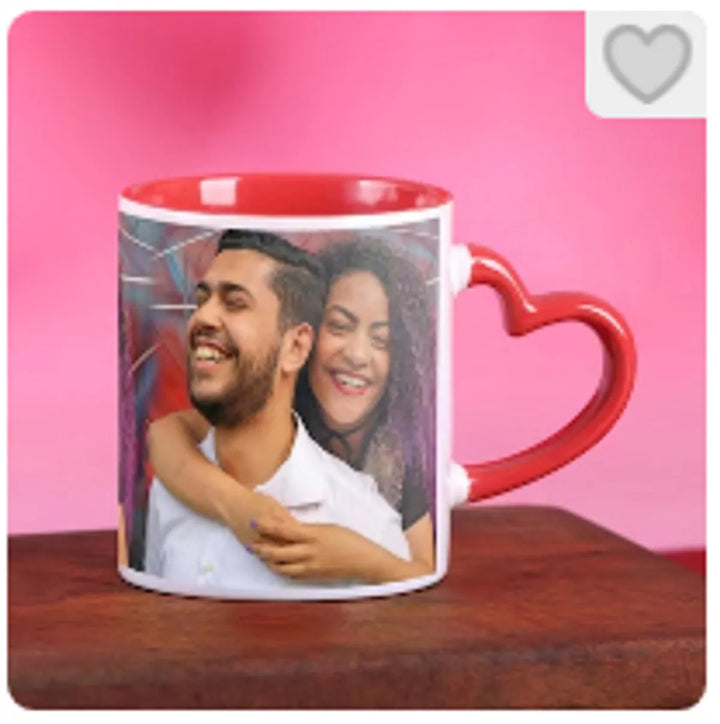 Gift Hatke Personalized Heart Handle Photo Mug - Red