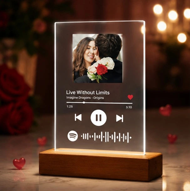 Personalized Spotify Plaque Photo Frame - Custom Song Music Plaque with Scannable Code