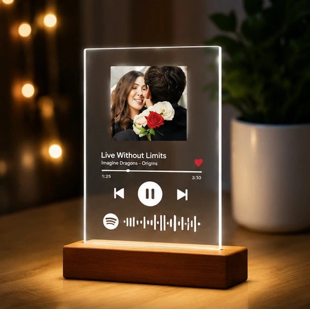 Personalized Spotify Plaque Photo Frame - Custom Song Music Plaque with Scannable Code