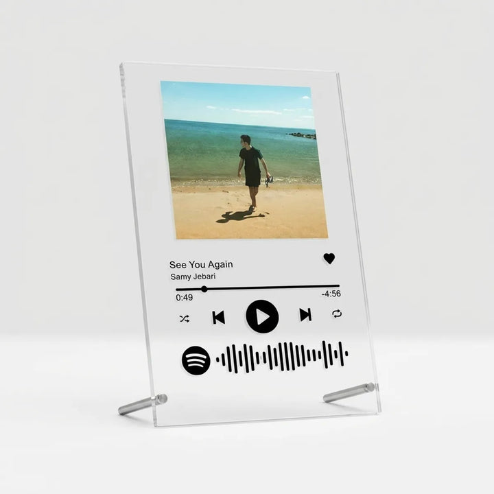 Personalized Spotify Song Plaque - Custom Music Glass Print with Stand