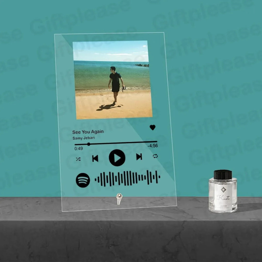 Personalized Spotify Song Plaque - Custom Music Glass Print with Stand