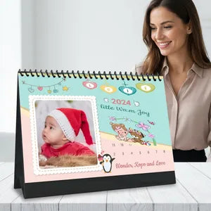Personalized 2026 Photo Calendar - Cute Warm Tone Desk Calendar
