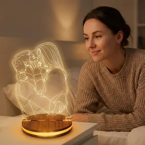 Personalized 3D LED Illusion Lamp with Photo Upload - Romantic Couple Design