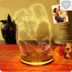 Personalized 3D LED Illusion Lamp with Photo Upload - Romantic Couple Design