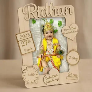 Personalized Baby Birth Announcement Wooden Photo Frame - &
