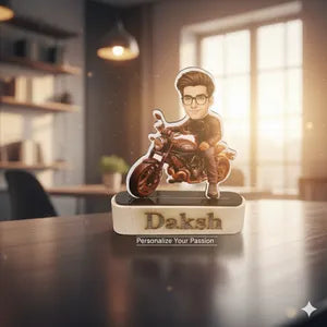 Personalized Biker Figurine - Custom Name Desk Decor