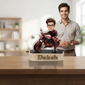 Personalized Biker Figurine - Custom Name Desk Decor