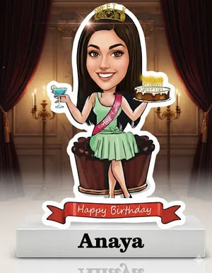 Personalized Birthday Celebration Avatar Sticker - Anaya