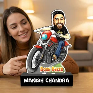 Personalized Caricature Bike Rider Standee - Custom Name Bobblehead