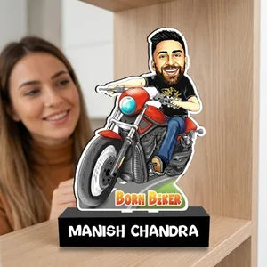 Personalized Caricature Bike Rider Standee - Custom Name Bobblehead