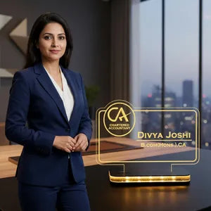 Personalized Chartered Accountant LED Name Plate - Divya Joshi B.Com(Hons.), CA