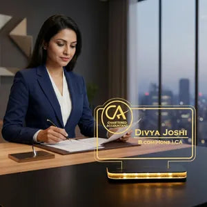 Personalized Chartered Accountant LED Name Plate - Divya Joshi B.Com(Hons.), CA
