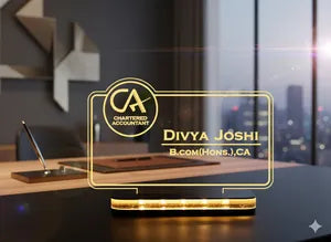 Personalized Chartered Accountant LED Name Plate - Divya Joshi B.Com(Hons.), CA