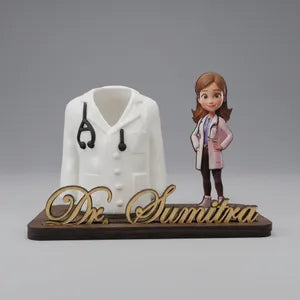 Personalized Doctor Desk Nameplate with Figurine