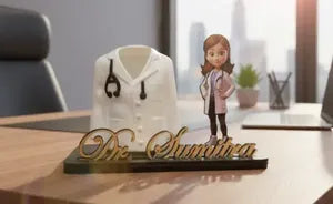 Personalized Doctor Desk Nameplate with Figurine
