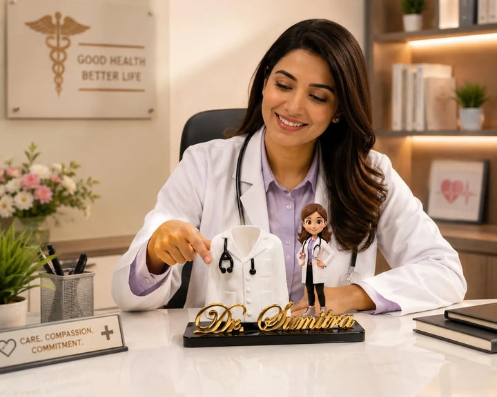 Personalized Doctor Name Plate with Caricature - Dr. Sunaina