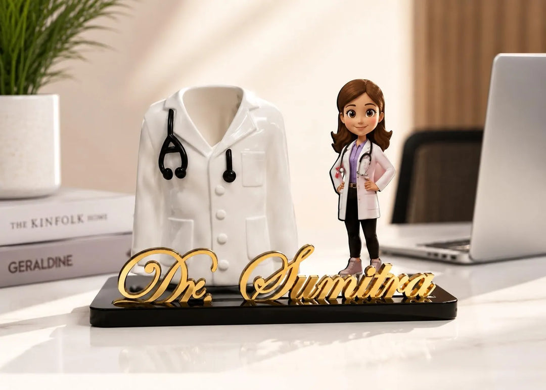 Personalized Doctor Name Plate with Caricature - Dr. Sunaina