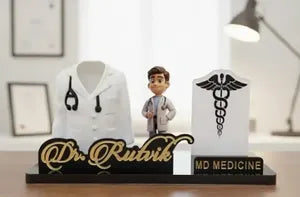 Personalized Doctor Nameplate with Caduceus Symbol - Desk Decor for Medical Professionals