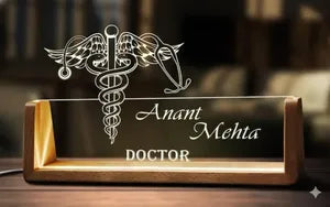 Personalized Doctor Nameplate with Caduceus Symbol - Desk Decor for Medical Professionals