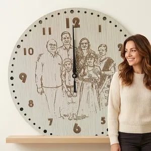 Personalized Family Photo Engraved Wooden Wall Clock - ₹999
