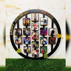 Personalized Happy Birthday Circular Photo Frame with Name