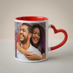 Gift Hatke Personalized Heart Handle Photo Mug - Red