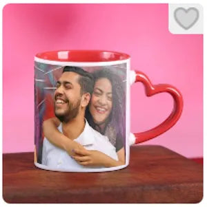Gift Hatke Personalized Heart Handle Photo Mug - Red