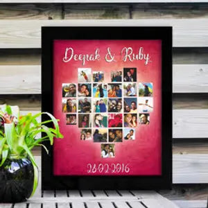 Personalized Heart Photo Collage Frame - Deepak &amp; Ruby