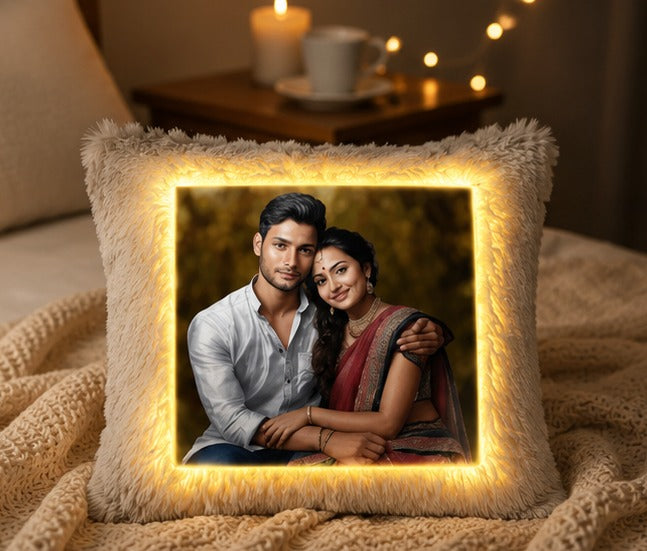 Personalized LED Glow Pillow with Photo Print