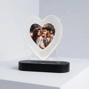 Personalized LED Heart Photo Frame with Arrow Design