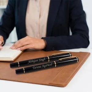 Personalized Metal Pens with Custom Engraving - Set of 2 Black Executive Pens