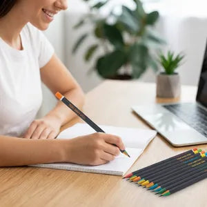 Personalized Name Printed Pencils Set with Colored Ends