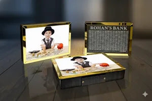 Gift Hatke Personalized Kids Money Saving Challenge Frame Wooden Piggy Bank Shadow Box