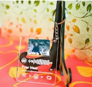 Personalized Spotify Song Plaque with Wooden Guitar Stand
