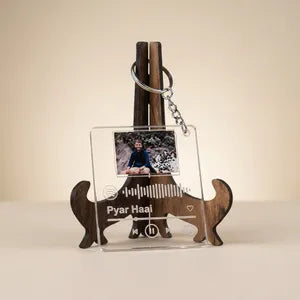 Personalized Spotify Song Plaque with Wooden Guitar Stand