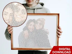 Personalized Text Portrait Art Print - Digital Download