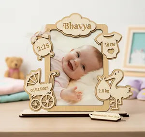 Personalized Wooden Baby Photo Frame with Birth Details